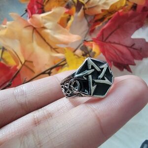 Pentagram Ring with Black Accents Size 9